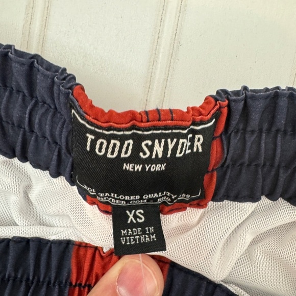 Todd Snyder Red and Navy Swim Trunks - Picture 4 of 6